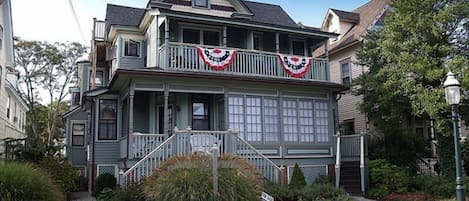 Front view -our unit includes the seating porch and windowed sunroom first floor