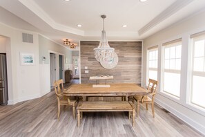 Beautiful beachy decor dining room to dine at.