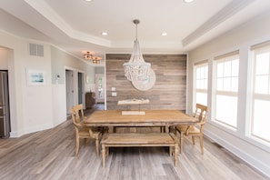 Beautiful beachy decor dining room to dine at.
