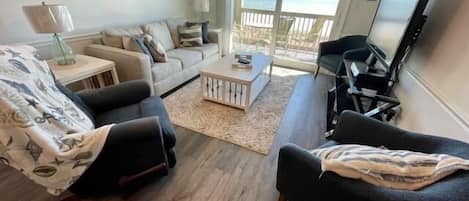 Living room has amazing oceanfront view