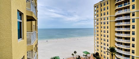 Panoramic 10th floor view of the pool and the Gulf of Mexico
