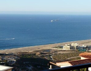 Panoramic #4 Cruise Ship and Resort Beach View From Upper Terrace