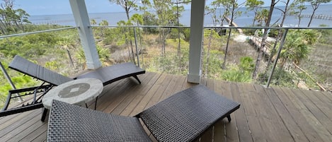 View from the loungers on the second floor master bedroom balcony 