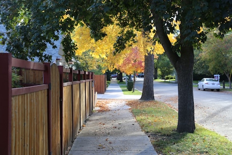 Our sidewalk in front of your getaway destination.