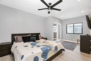Ceiling fans are placed throughout the house to add a nice touch and keep the cool ocean air moving.
