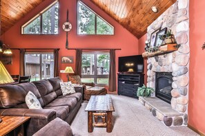 Enjoy a cozy evening watching movies in the spacious living area