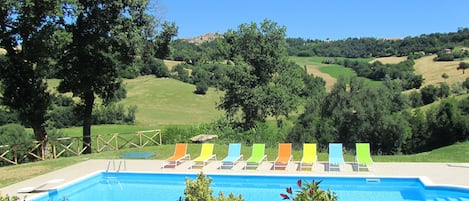 Large Salt Water Pool with view towards Gualdo

