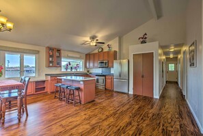 An open floor plan combines the dining area and kitchen for easy entertaining.