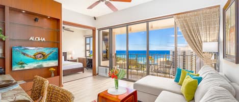 Fabulous ocean views from kitchen, living room, and bedroom!