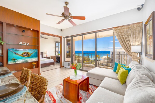 Fabulous ocean views from kitchen, living room, and bedroom!