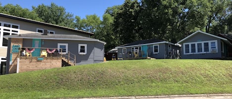 View of all three cabins on property 