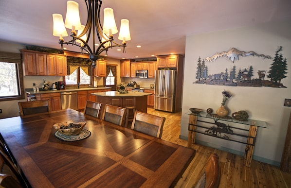 Large Dining Table and our Beautiful Well Stocked Kitchen