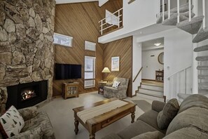 Relax by the fireplace or TV