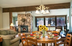Dining table off living area.