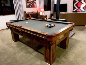 Our pool table was made with pine and saguaro cactus