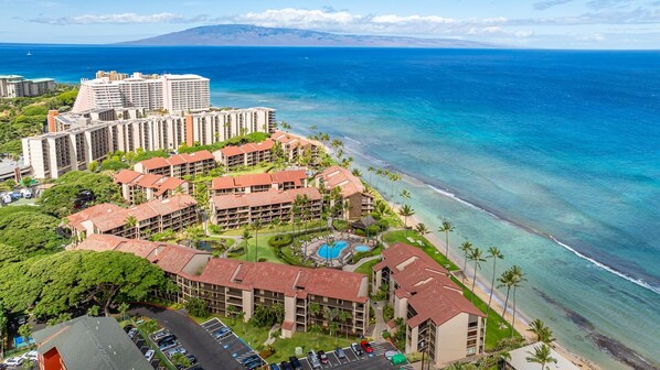 13-acre Beach front resort with two pools, spas, tennis, shuffleboard, putting greens and more!