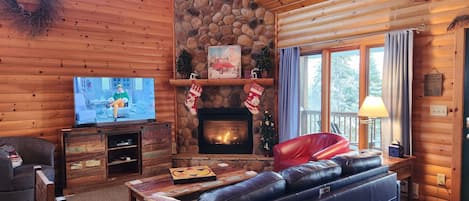 You'll love coming "home" after your adventures to watch a movie by the fire