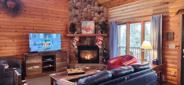 You'll love coming "home" after your adventures to watch a movie by the fire