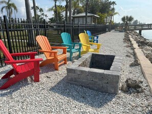 Fire pit and chairs for guest use