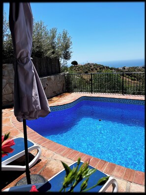 Your own private secluded swimming pool overlooking the hills and the sea