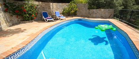 Your own private secluded swimming pool overlooking the hills and the sea