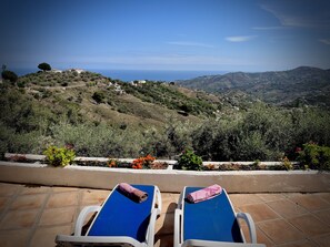 South facing large terrace with panoramic view over the sea and rolling hills