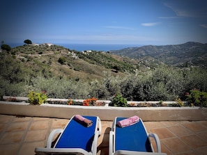 South facing large terrace with panoramic view over the sea and rolling hills