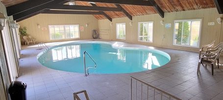 Pool room is 30' X 60' Pool is 20' X 40'. 9' deep end, 3' to 5' shallow end.