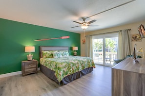 Master Bedroom with King Size Bed and Private Covered Balcony