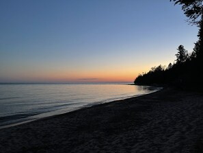 Sunset over Lake Michigan as viewed from our beach