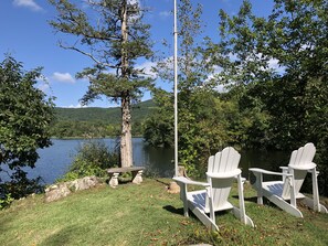 Relax on "the point" in comfy Adirondack-style chairs.