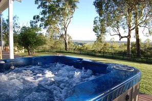 Heated, outdoor spa