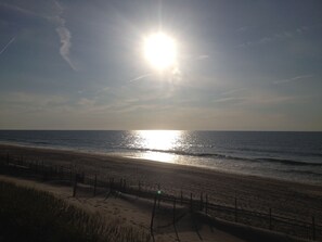 Sunrise at white sand beach which is 2-minute walk away.