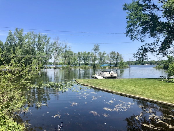 View from our dock on Portage Lake’s Snug Harbor