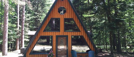 The front of the cozy A-Frame