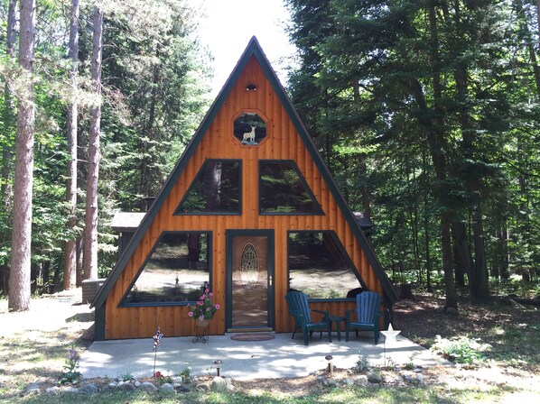 The front of the cozy A-Frame