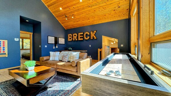 2nd floor living space/game room.  Shuffleboard. Wall games.  Tons of seating.