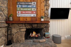 SWP Beaver Village 1934 fireplace and TV