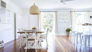 Kitchen table for 8 is just one of the options for dining. 