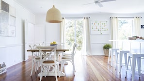 Kitchen table for 8 is just one of the options for dining.