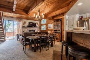 Living Room / Flat Screen TV / Wood Burning Fireplace