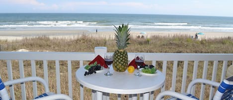 Oceanfront dining and relaxing on the balcony!