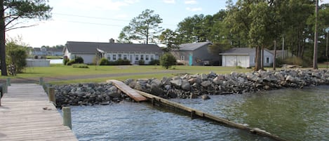 Front of house and shared pier and permanent ramp to water from the Potomac side