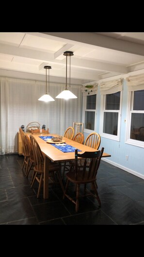 1st dining area, new lights and additional pull out table