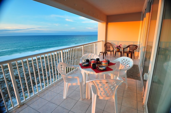 Spacious balcony - enjoy your meals while watching the ocean