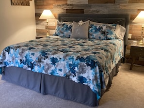 Master Bedroom with Cal King mattress and cotton sheets