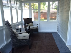 Entrance inside the shared porch