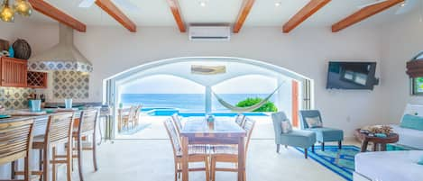 Relax with amazing views of the Caribbean from inside the house