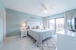 Serene Master bedroom with king bed, ensuite, walk in closet and TV.