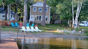 Perfect Lakefront Getaway, Maine.  Front of house lakeside